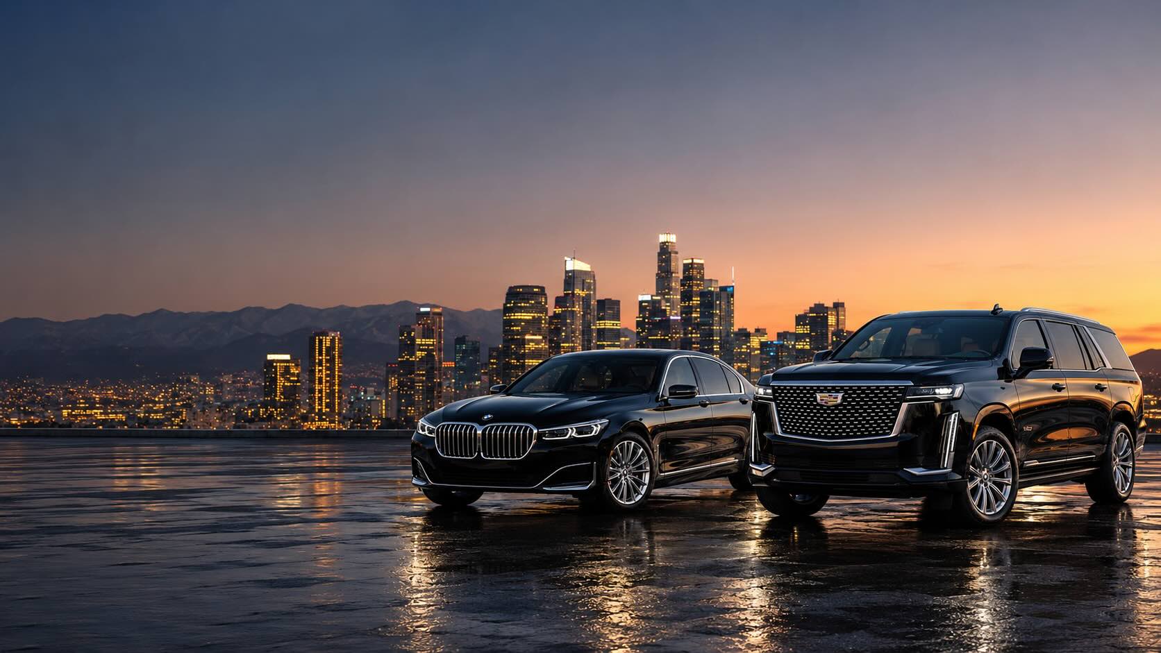 Chauffeur opening the door of a luxury black SUV for Orange County car service